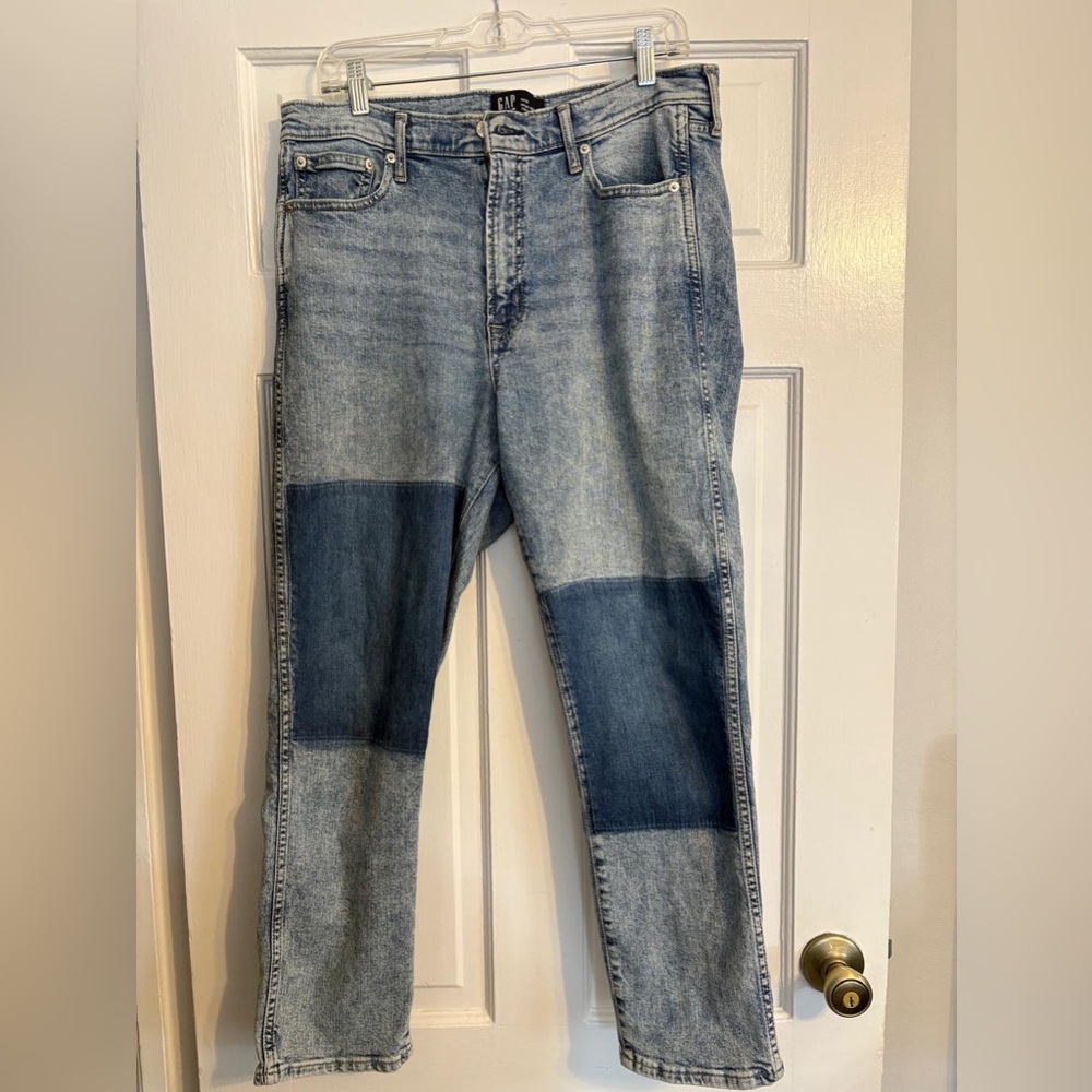 GAP Men's Blue Straight Jeans with Patchwork